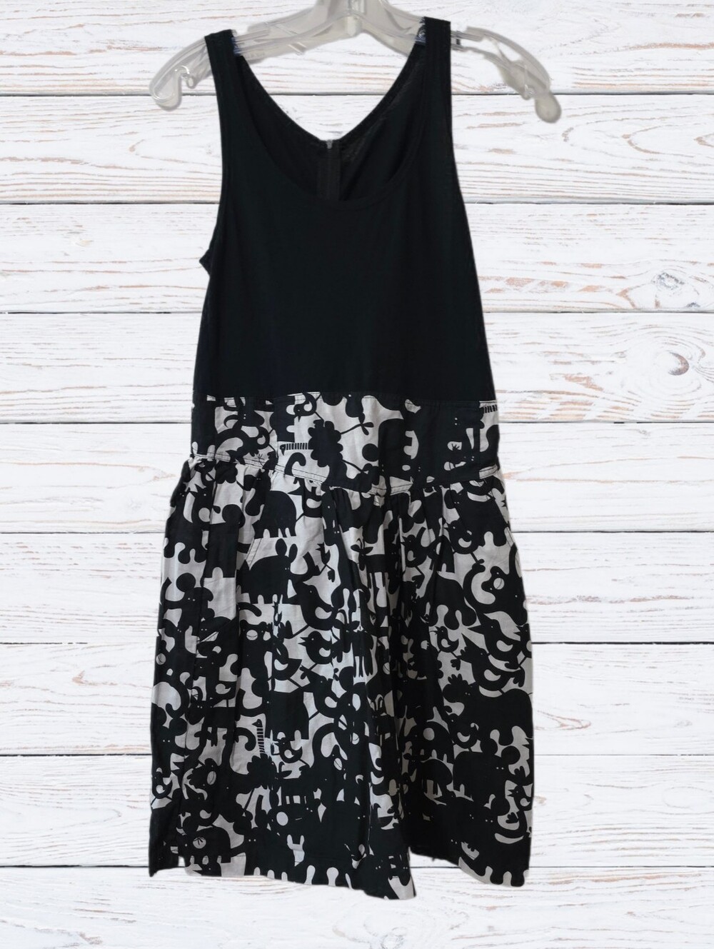 Black Tank Top with Black & White Printed Skirt Dress